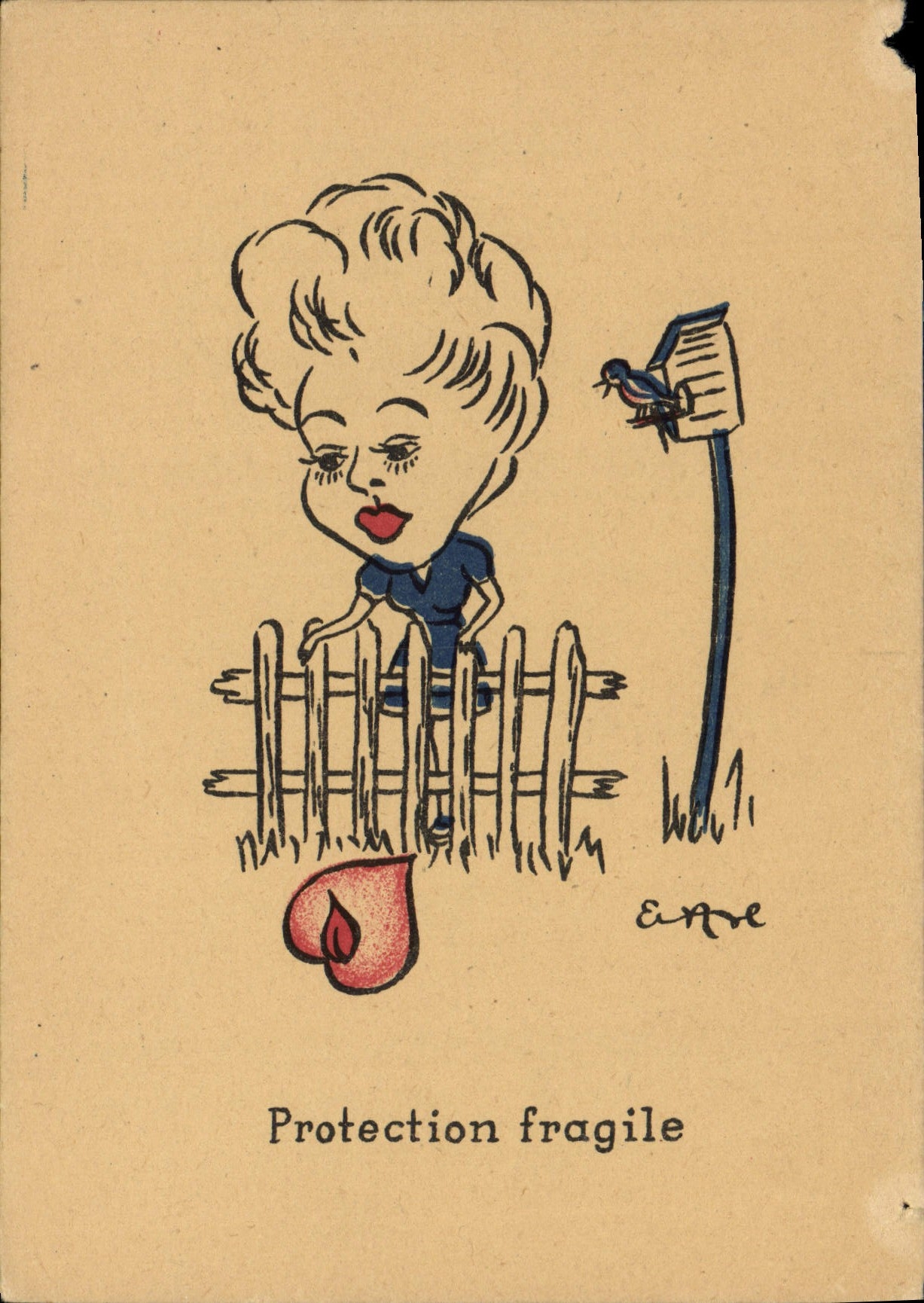 VINTAGE POSTCARD Fantasy fragile Illustrator Protection