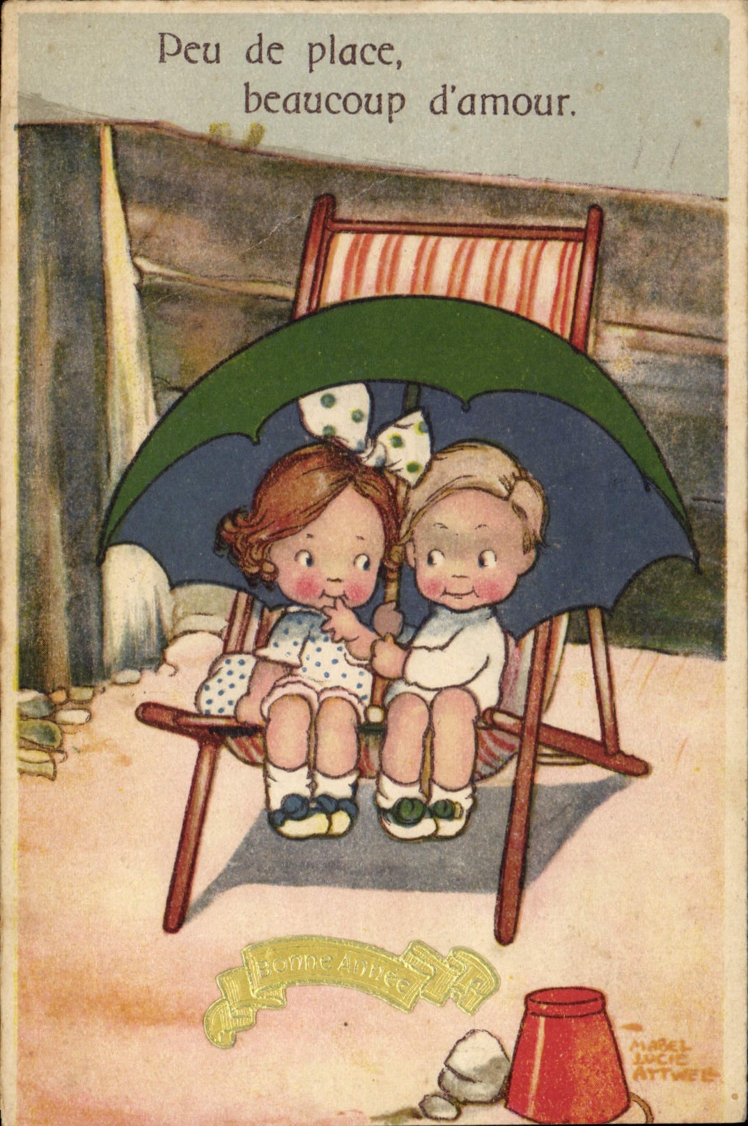 VINTAGE POSTCARD Fantasy Illustrator Children Little place much of love