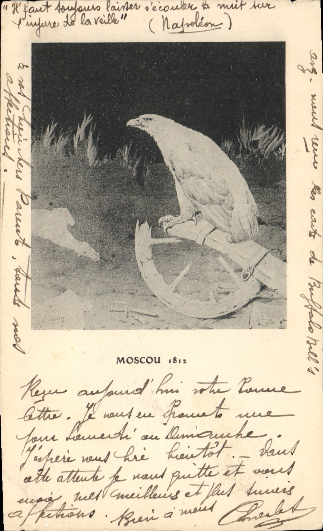 De la VENDIMIA de la POSTAL 1ra Moscú águila de Napoleon Rusia 1812 Rusia