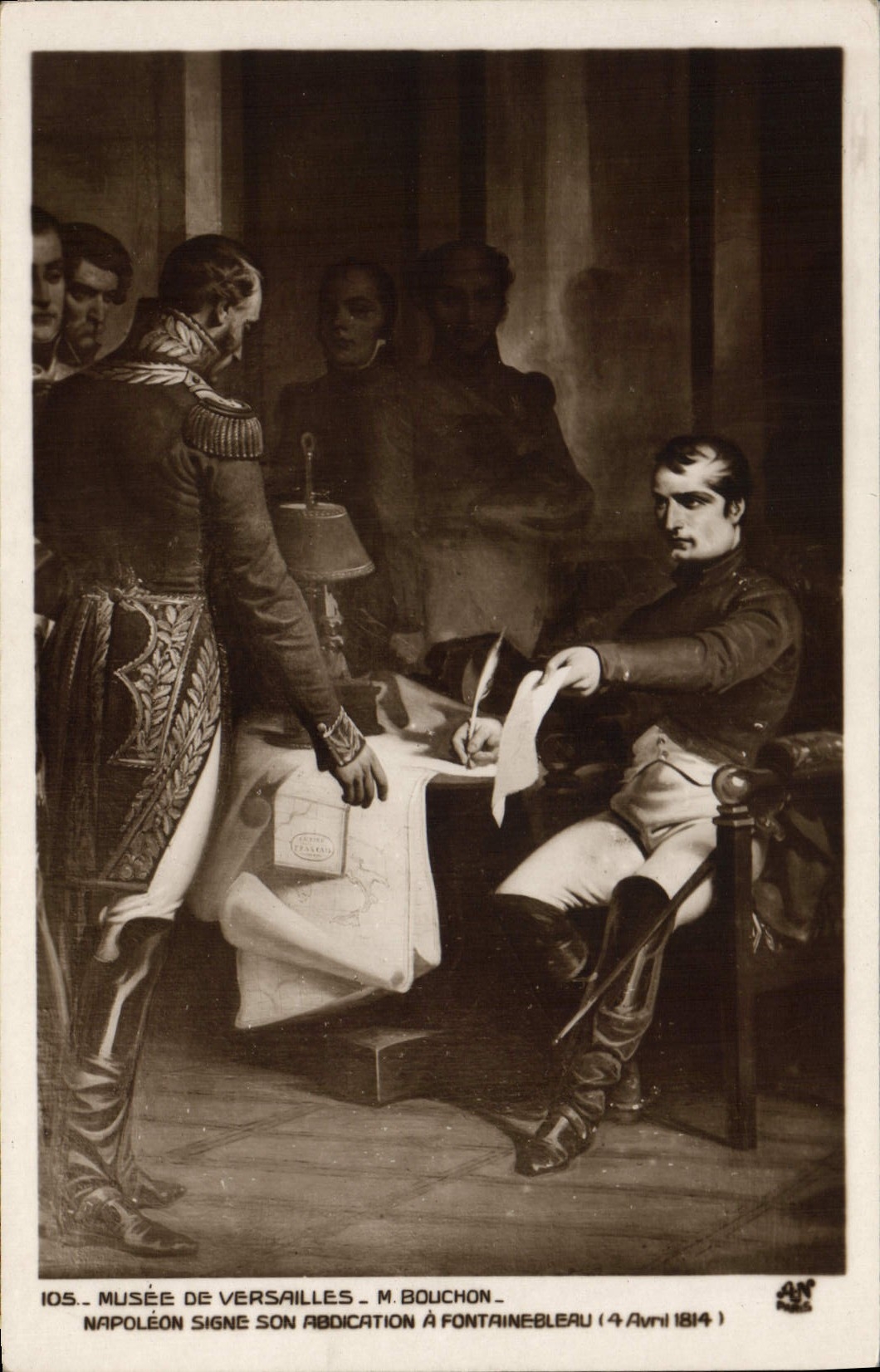 Museo de Napoleon de la POSTAL de la VENDIMIA el 1r de la abdicación de Versalles Bouchon tiene Fontainebleau