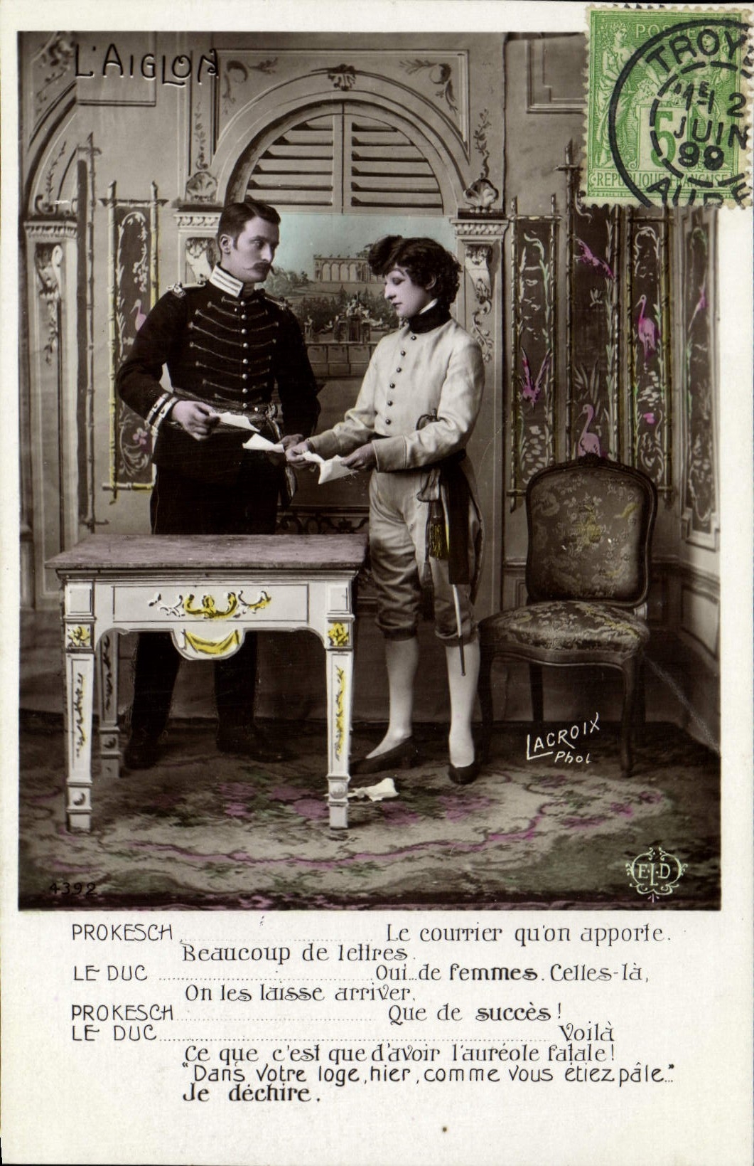 POSTAL Napoleon de la VENDIMIA el 1r Prokesch Eaglet el duque