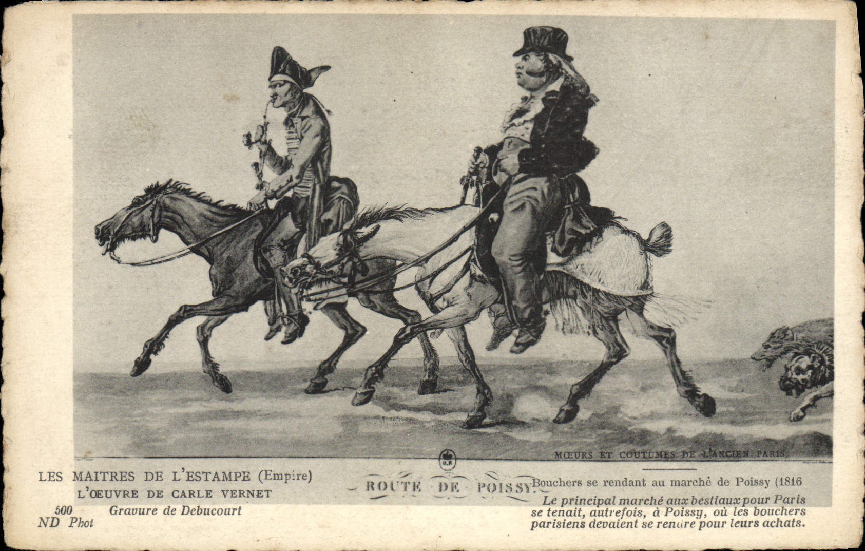 Camino de Carle Vernet Debucourt de la POSTAL de la VENDIMIA de los carniceros de Poissy