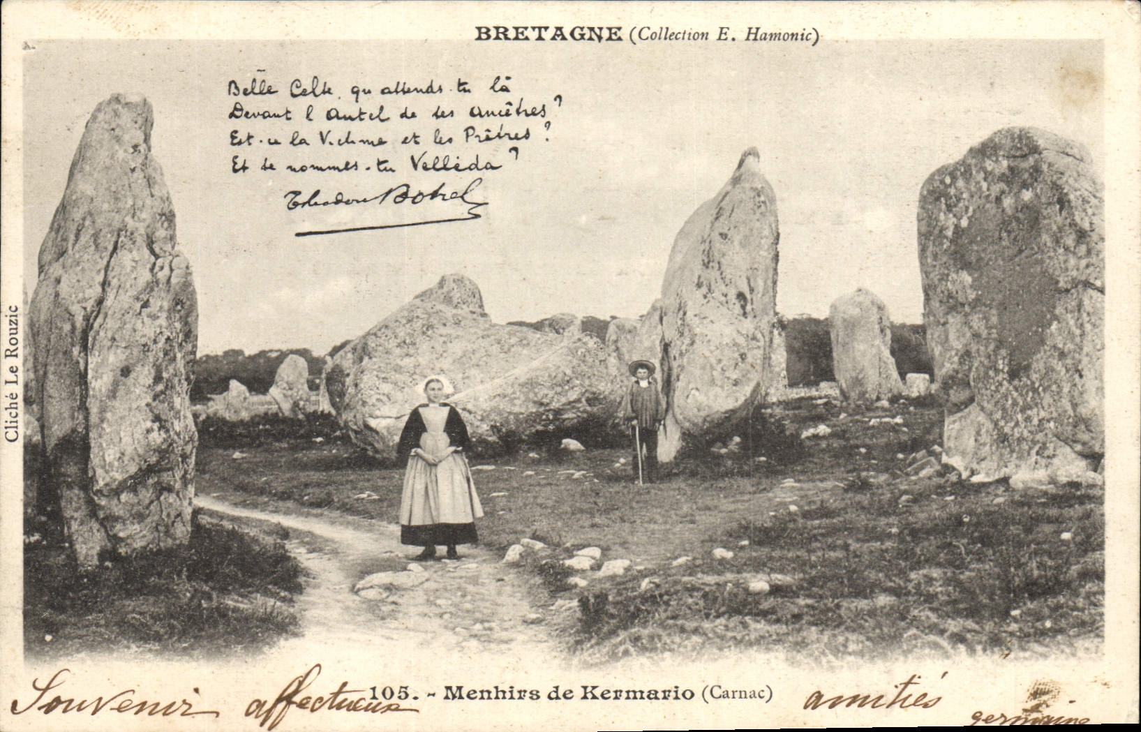 VINTAGE POSTCARD Dolmen Menhir Menhirs of Kermario Carnac Botrel
