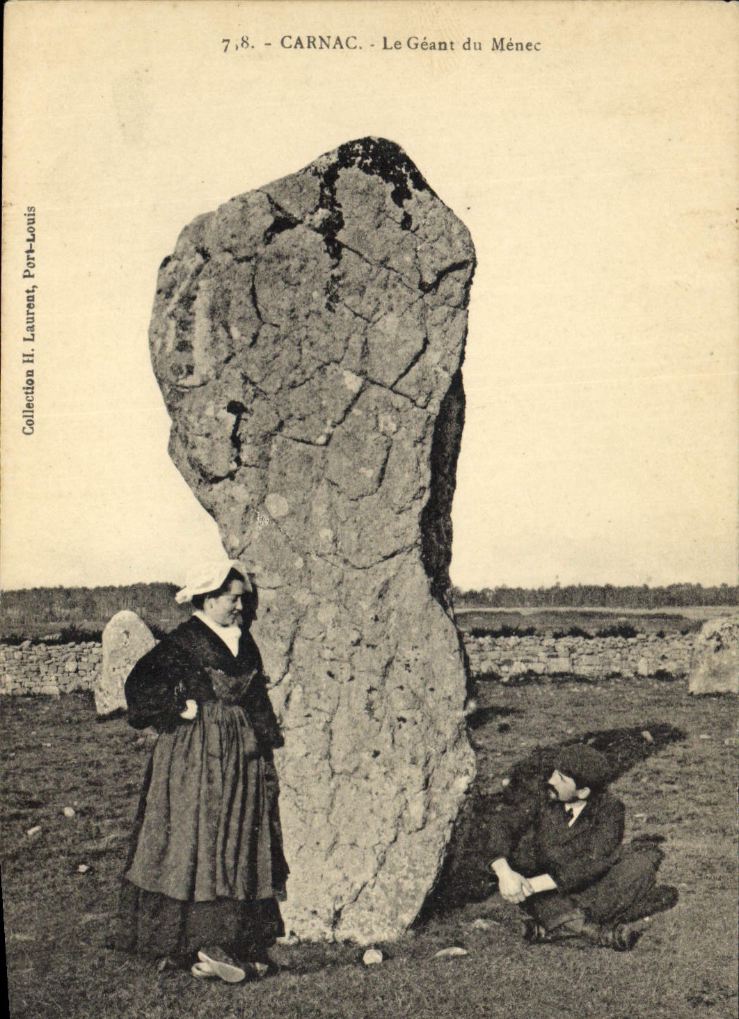 VINTAGE POSTCARD Dolmen Carnac Menhir the giant of Menec Folklore