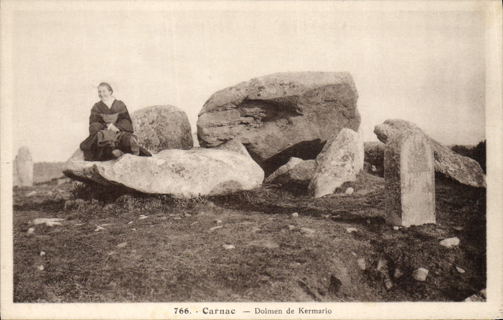 VINTAGE POSTCARD Dolmen Menhir Carnac Dolmen of Kermario Folklore