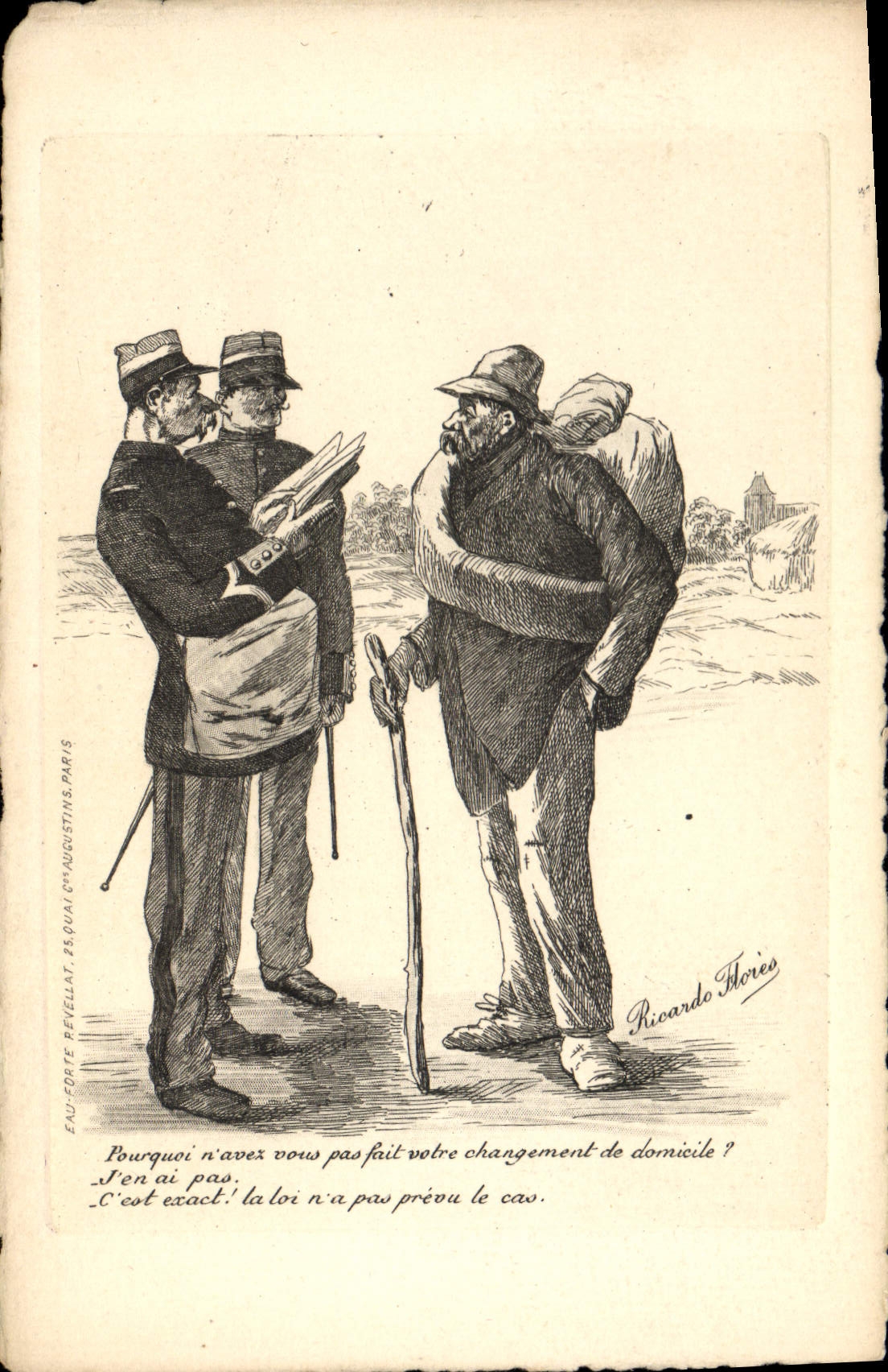 Gendarme de la flora de Ricardo del ilustrador de la fantasía de la POSTAL de la VENDIMIA