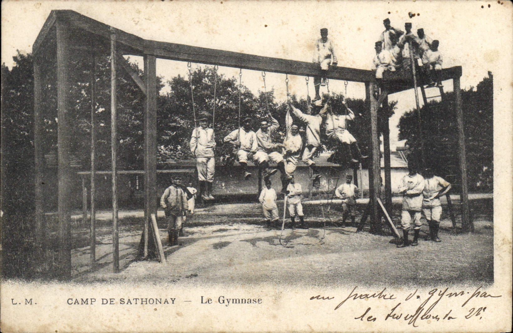 VINTAGE POSTCARD Militaria Camp of SAthonay the gymnasium