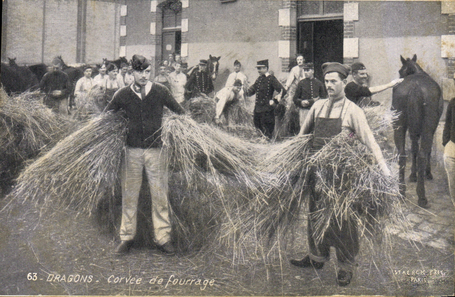 VINTAGE POSTCARD Militaria Dragons Camp of fodder
