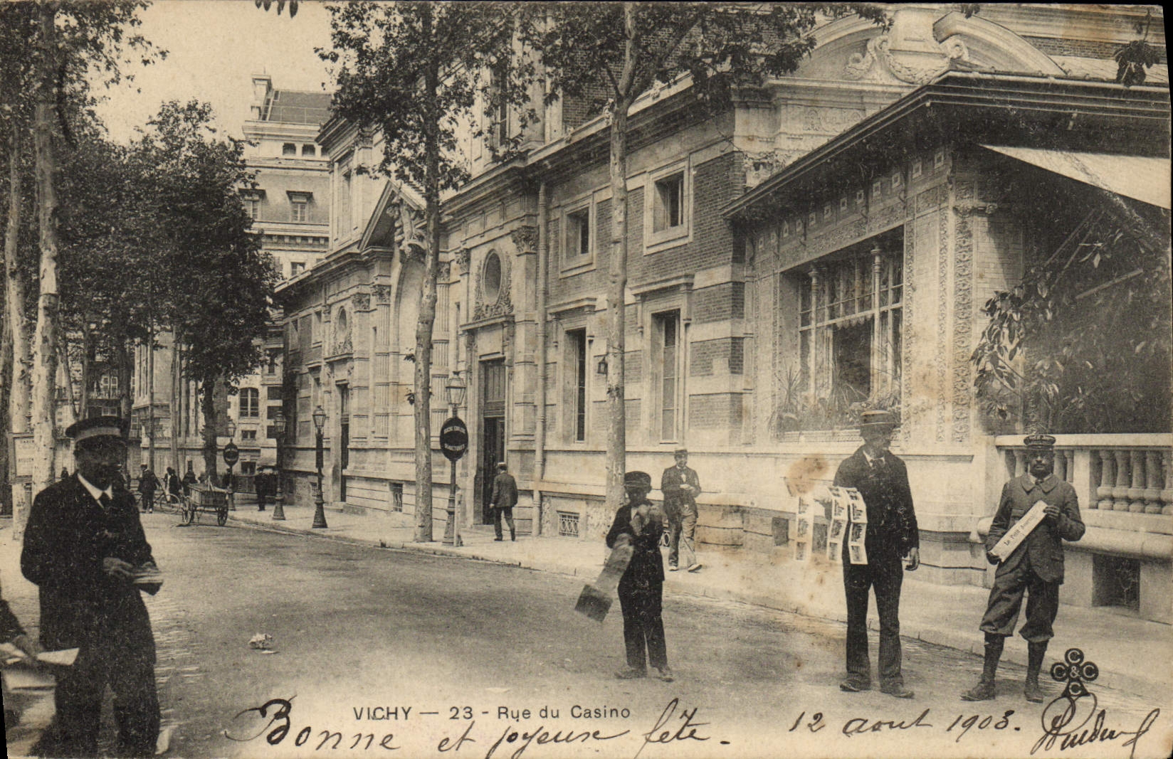 VINTAGE POSTCARD Postcards Vichy street Casino Merchants