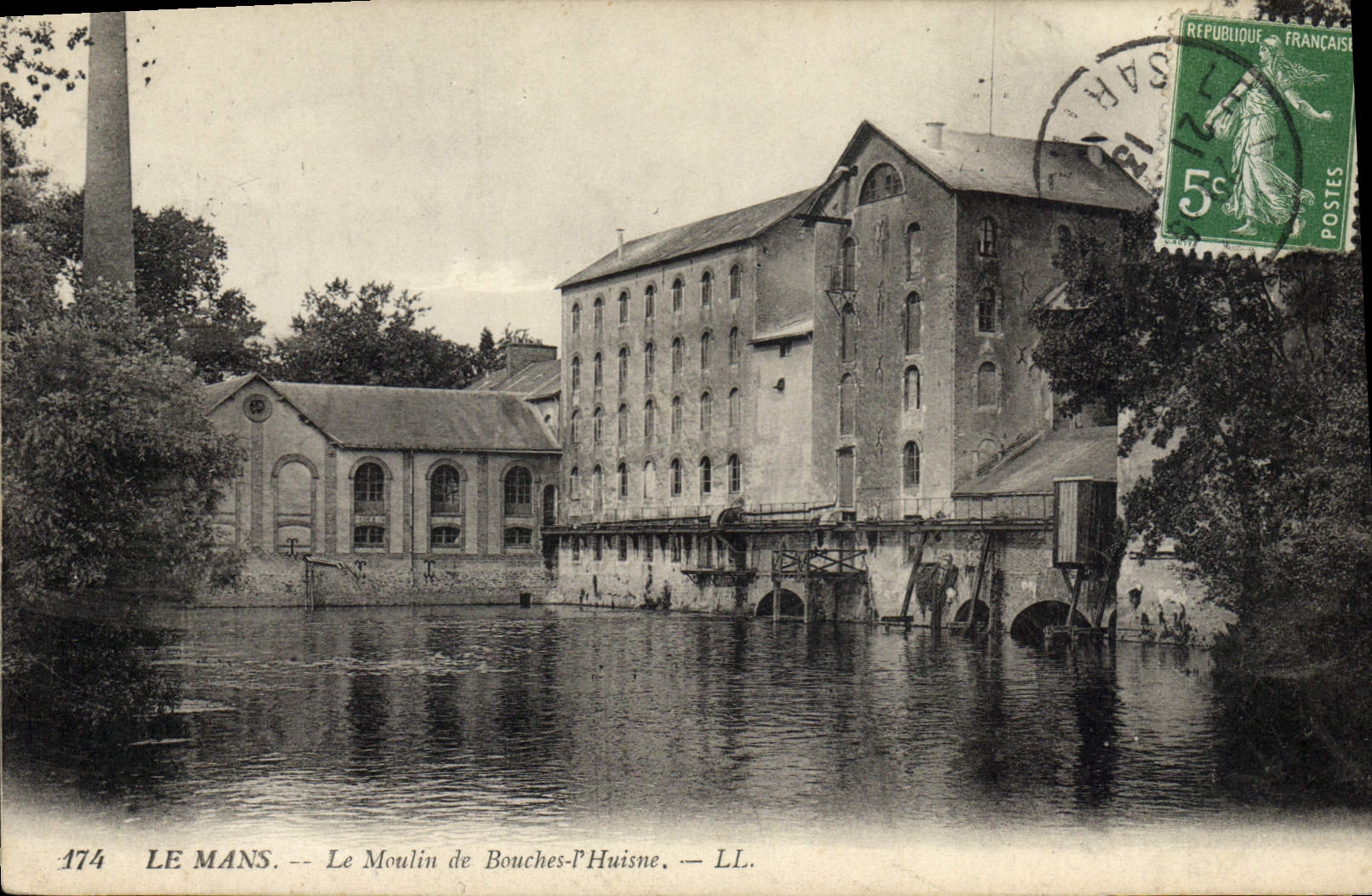 VINTAGE POSTCARD Water mill Mans the mill of Mouths Huisne