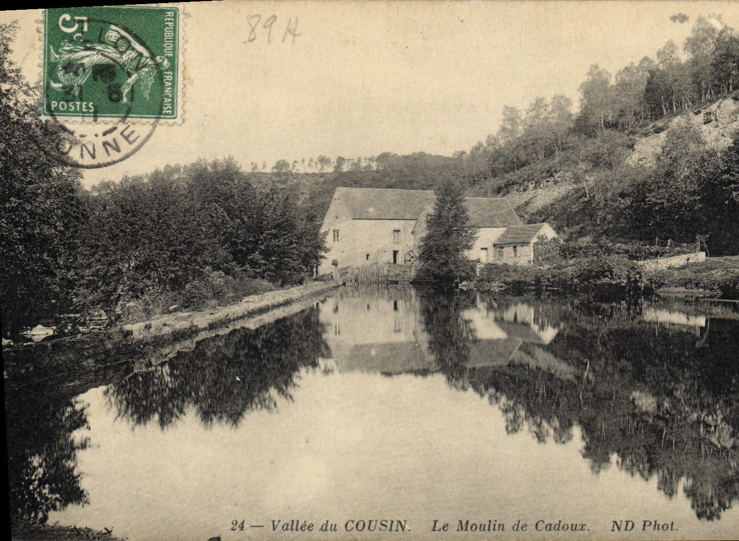 VINTAGE POSTCARD Water mill Vallee of the Cousin the mill of Cadoux