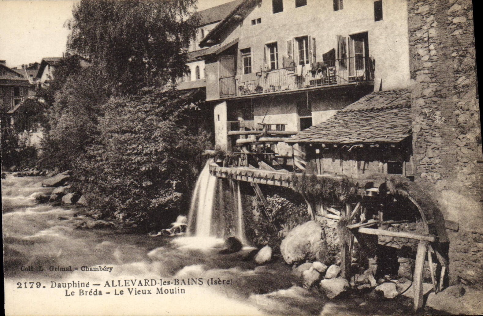 VINTAGE POSTCARD Water mill Dauphine Allevard les Bains Breda the old mill