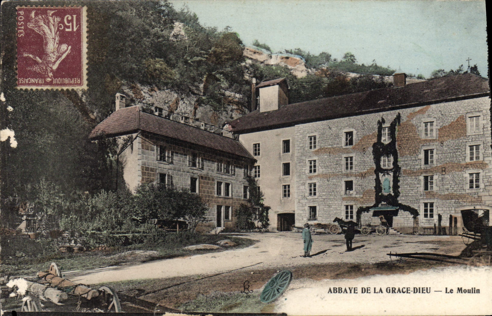 VINTAGE POSTCARD Water mill Abbaye of the Grace God the mill