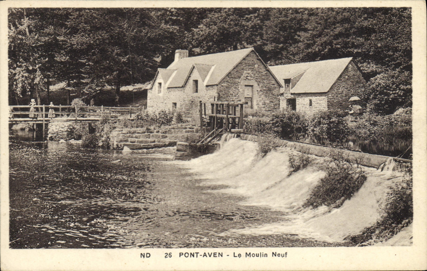 VINTAGE POSTCARD Water mill Pont Swallow-hole the new mill