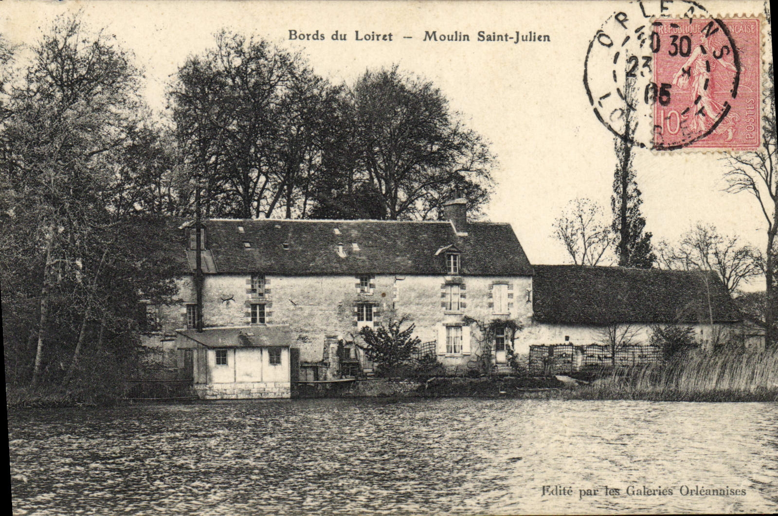VINTAGE POSTCARD Water mill Bords of Loiret Moulin Holy Julien
