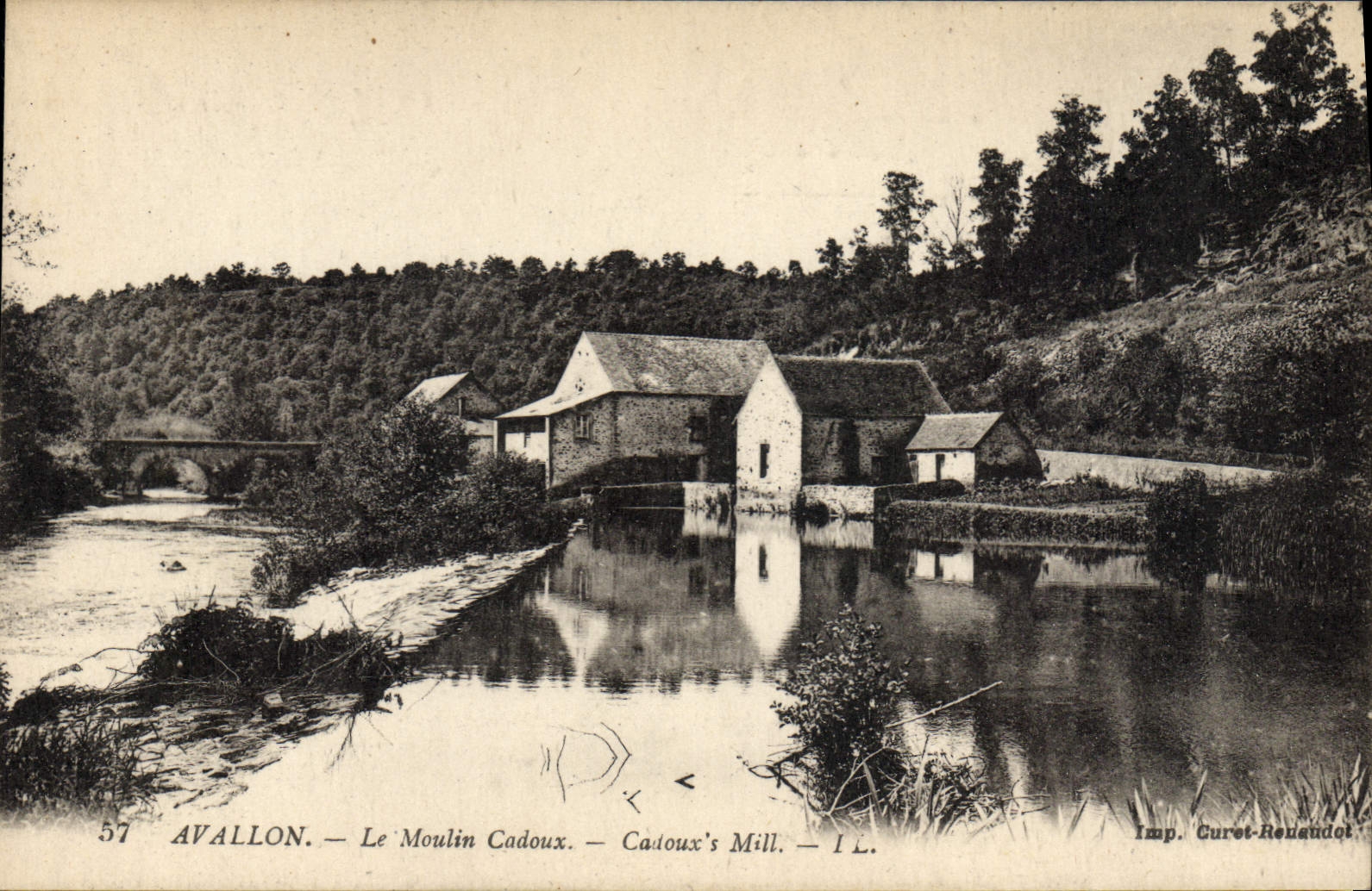 VINTAGE POSTCARD Water mill Avallon the Cadoux mill