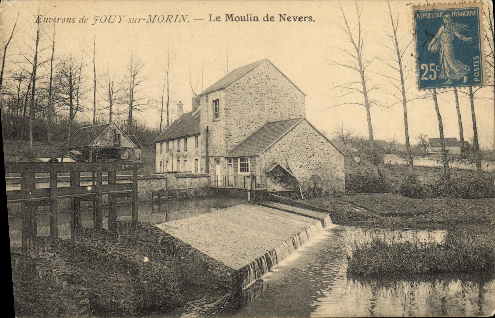 VINTAGE POSTCARD Water mill Environs of Jouy on Morin the mill of Nevers
