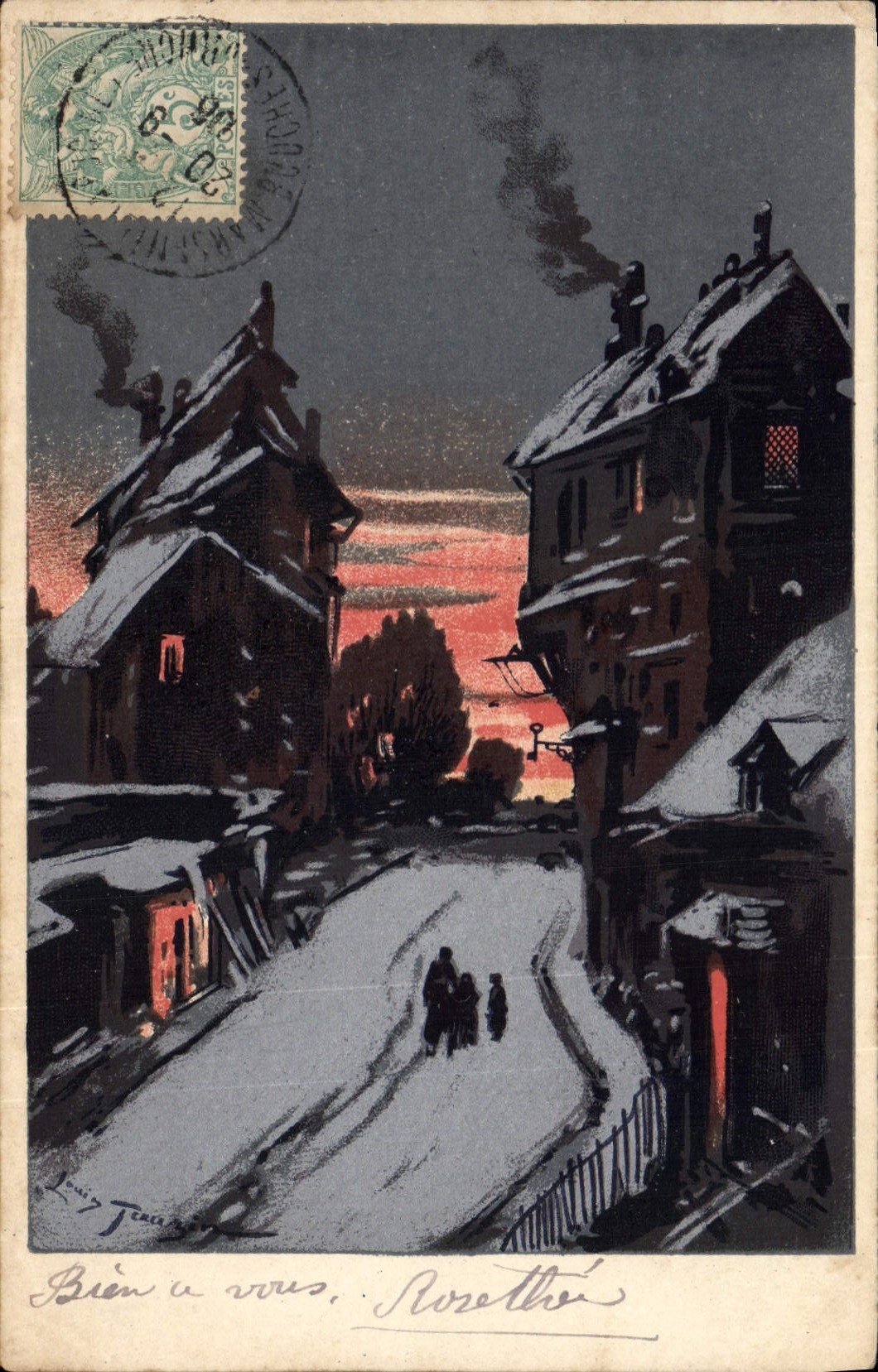VINTAGE POSTCARD Against the light Village