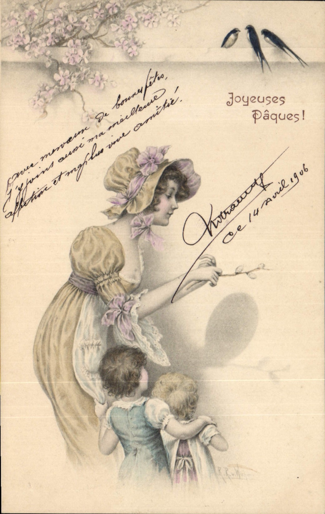 CPA Fantaisie Femme Enfants Ombre chinoise