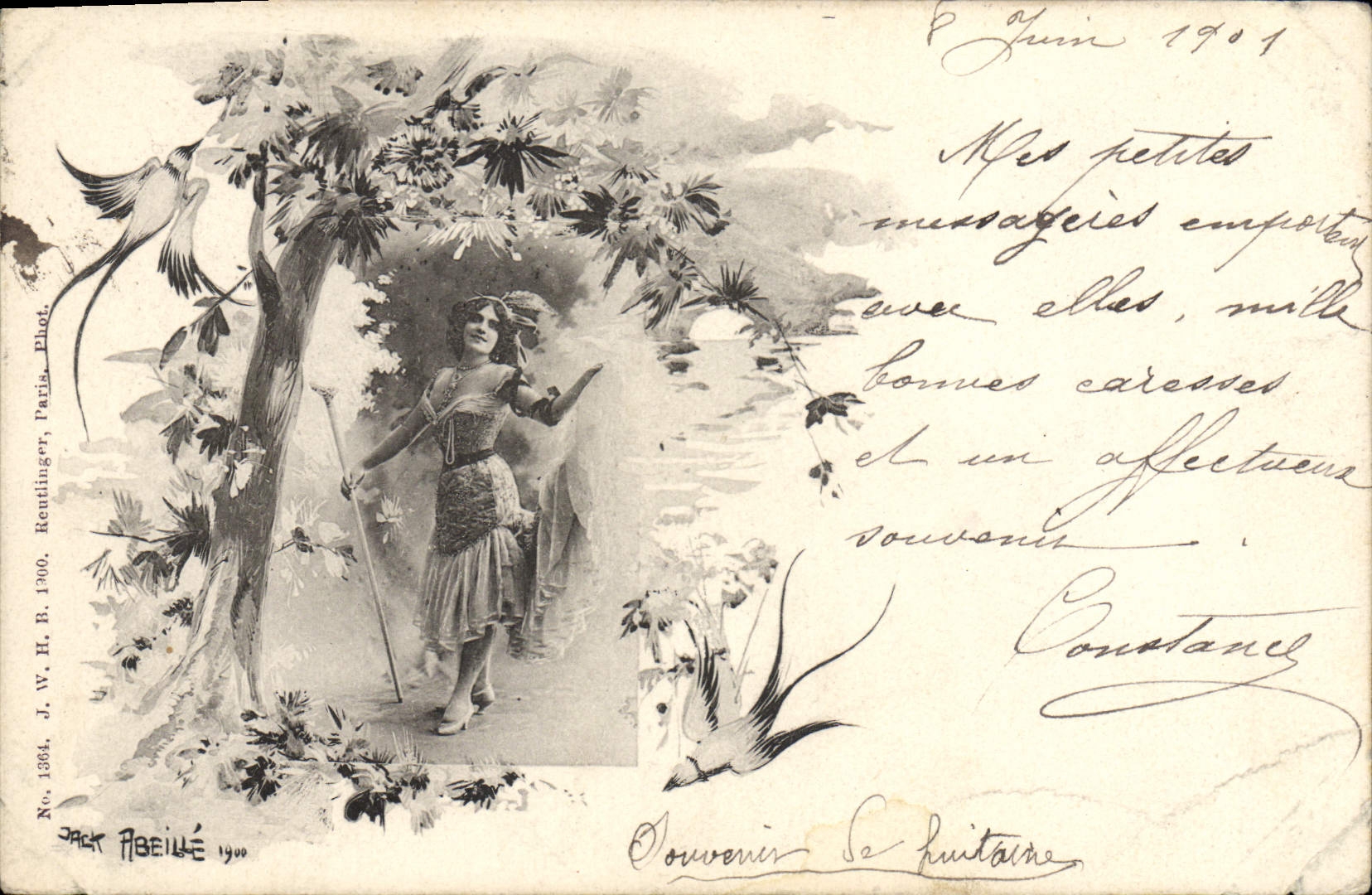 VINTAGE POSTCARD Fantasy Illustrator Bee Woman