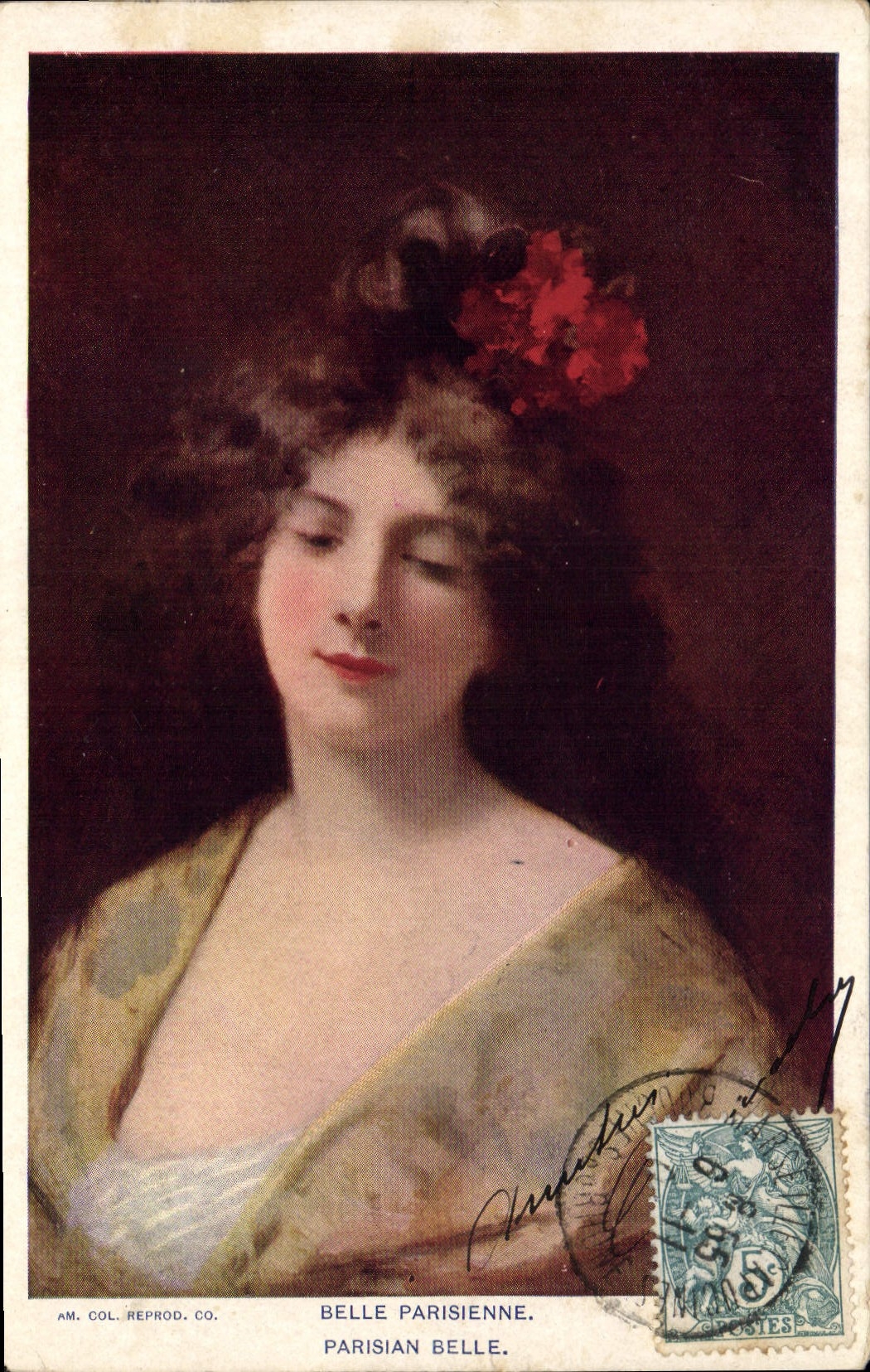 VINTAGE POSTCARD Fantasy Illustrator Parisian Beautiful Woman