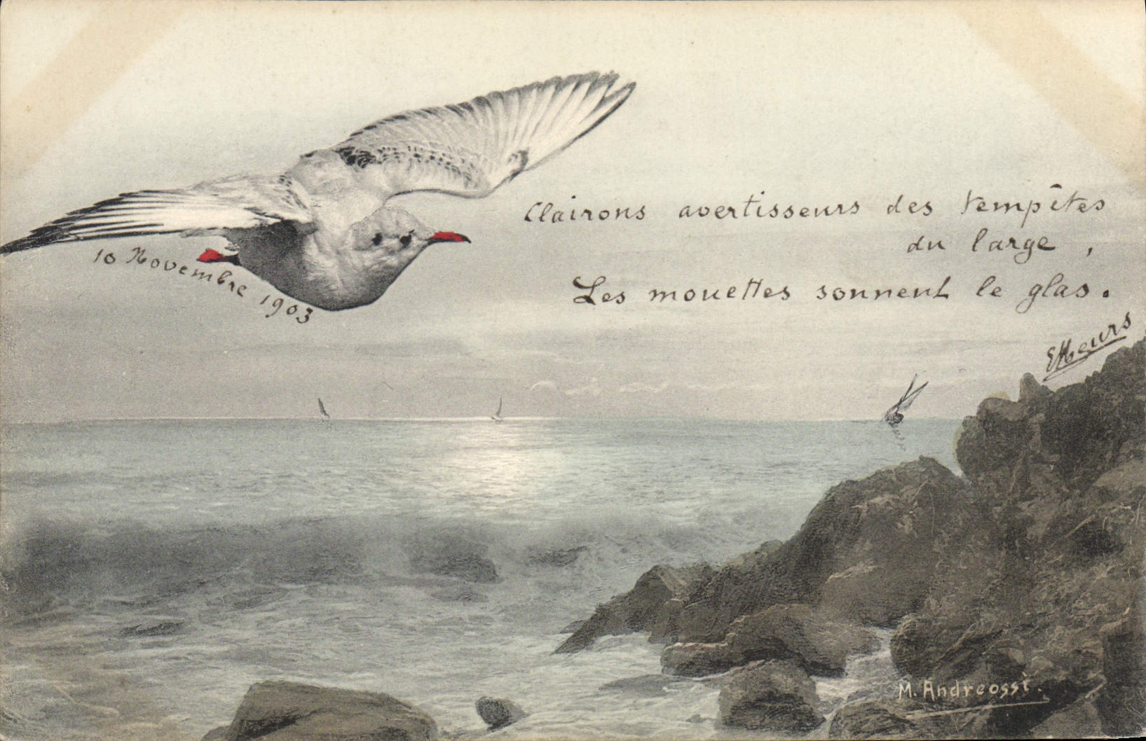 VINTAGE POSTCARD Fantasy Illustrator Bird