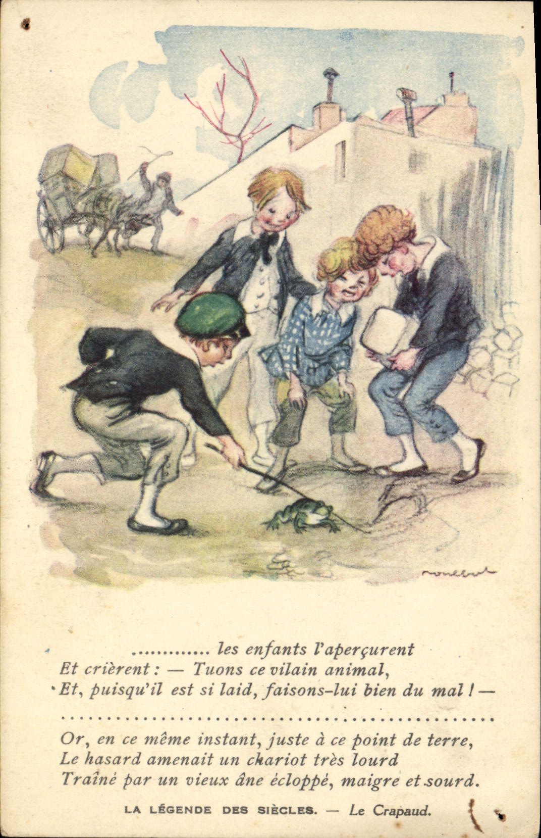 CPA Fantaisie Illustrateur Poulbot Victor Hugo La legende des siecles Le Crapaud Grenouille