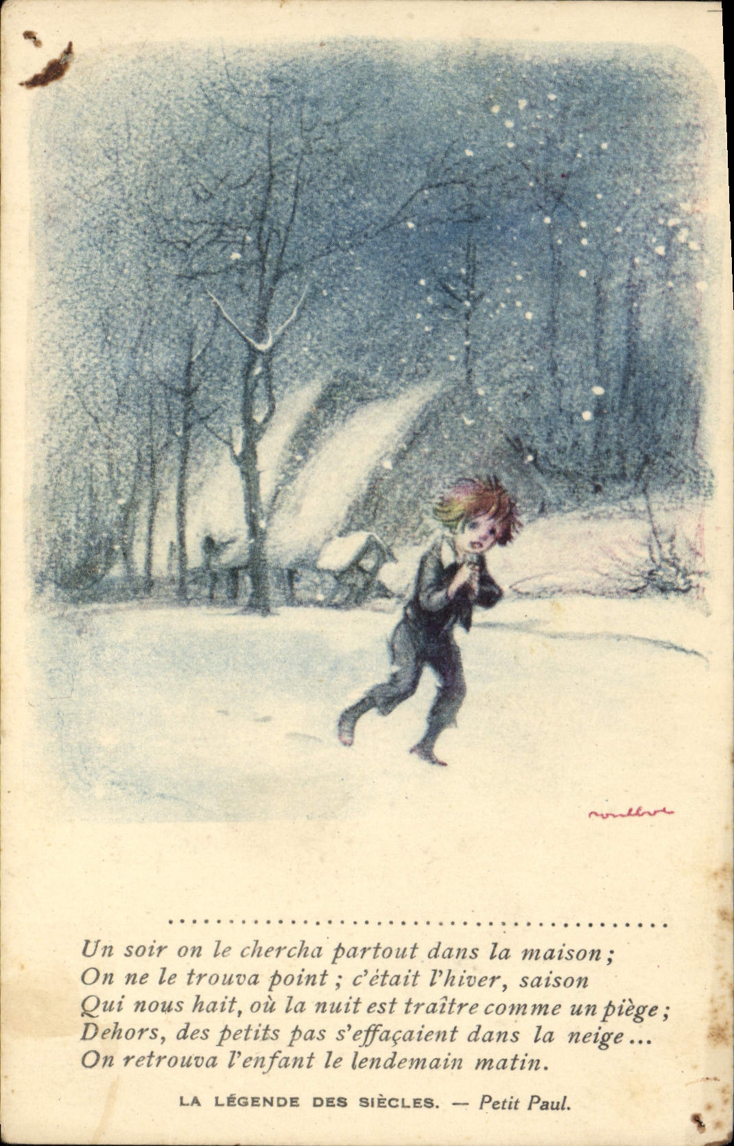 CPA Fantaisie Illustrateur Poulbot Victor Hugo La legende des siecles Petit Paul
