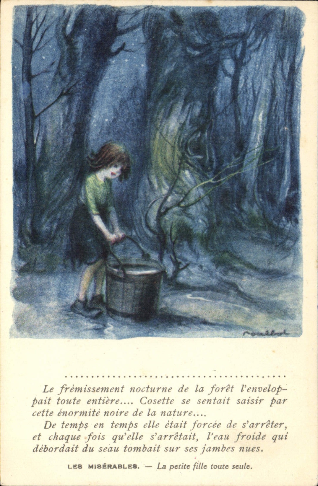 CPA Fantaisie Illustrateur Poulbot Victor Hugo Les Miserables La petite fille toute seule