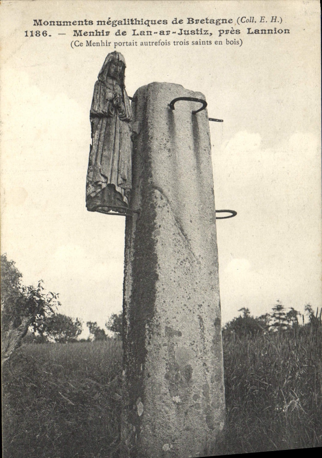 VINTAGE POSTCARD Dolmen Menhir of rear Lan Justiz close lannion