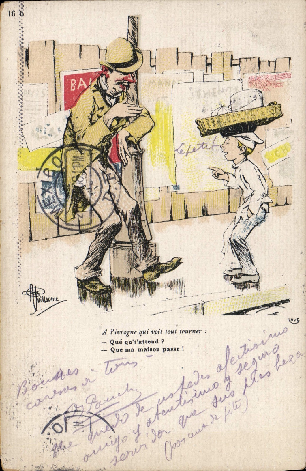 VINTAGE POSTCARD Fantasy Illustrator Albert Guillaume Addicted to drink Alcohol