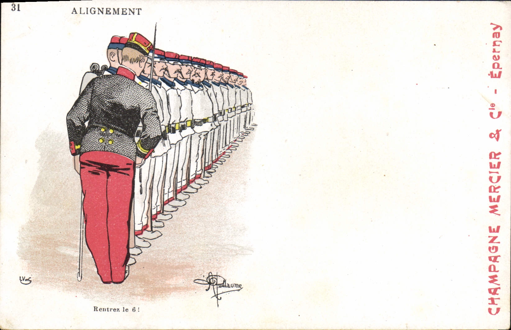 VINTAGE POSTCARD Fantasy Illustrator Albert Guillaume Militaria Alignment