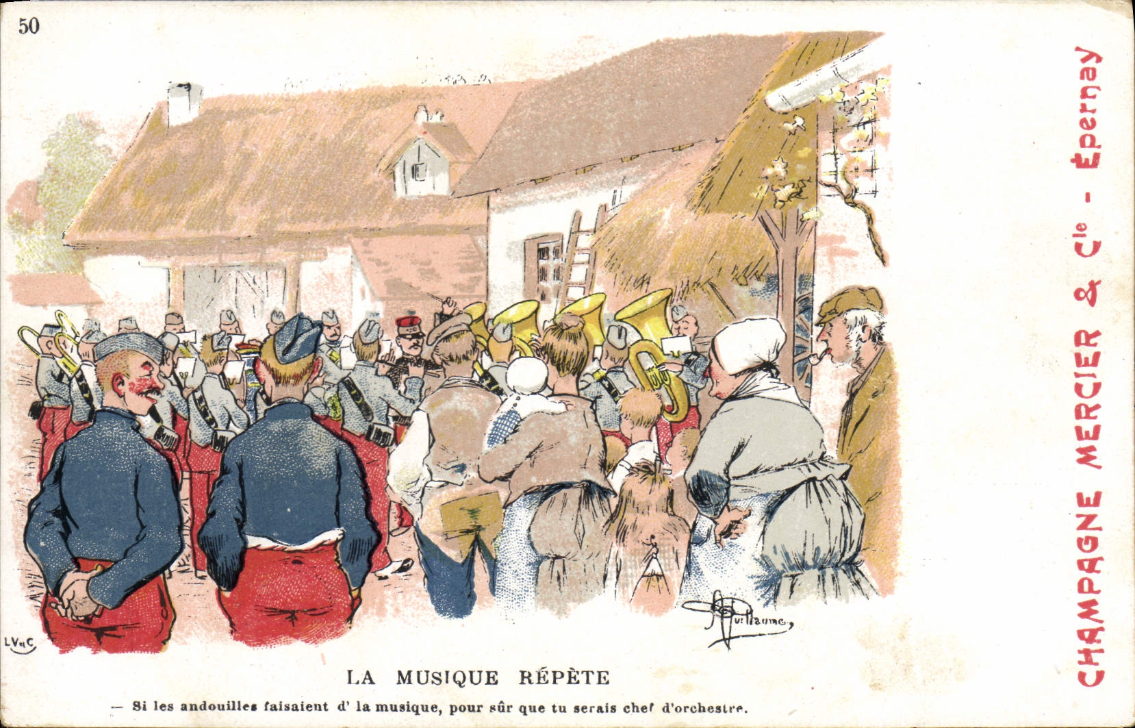 VINTAGE POSTCARD Fantaisie Illustrator Albert Guillaume the music repeats