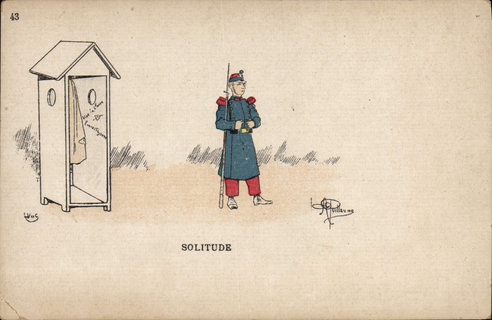 VINTAGE POSTCARD Fantasy Illustrator Albert Guillaume Militaria Loneliness