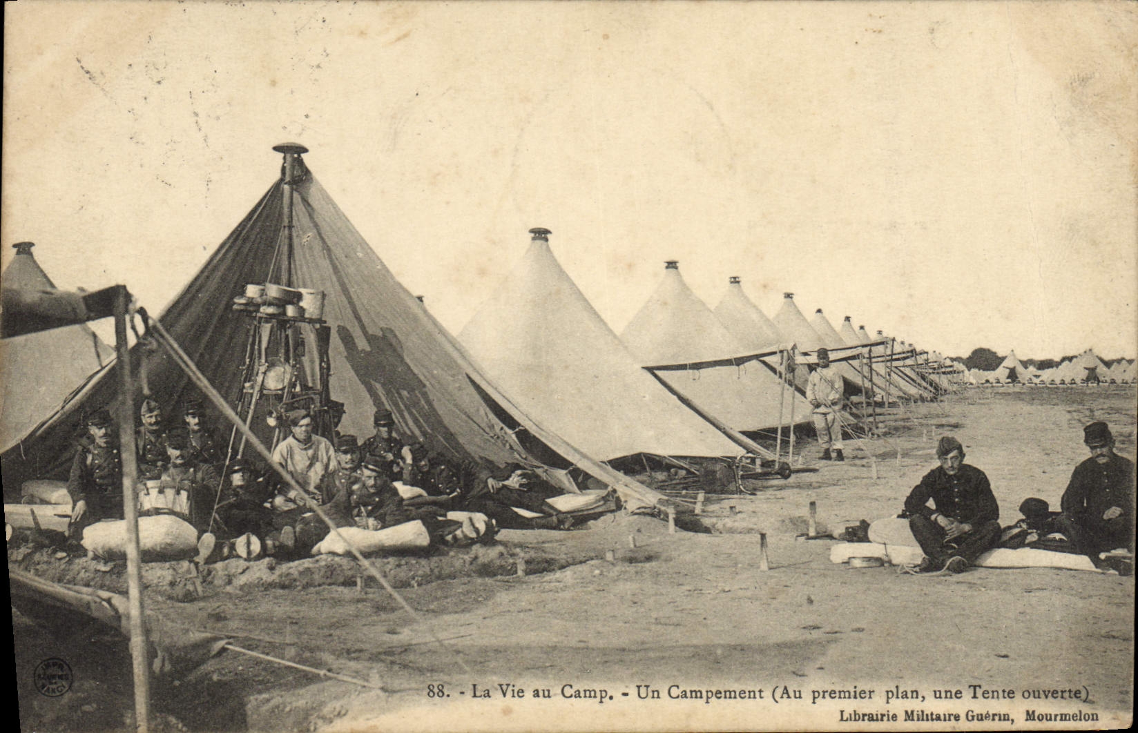 VINTAGE POSTCARD Militaria life with the camp a camping