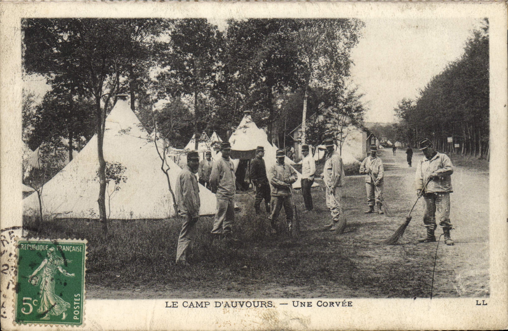 VINTAGE POSTCARD Militaria With the camp of Auvours a drudgery