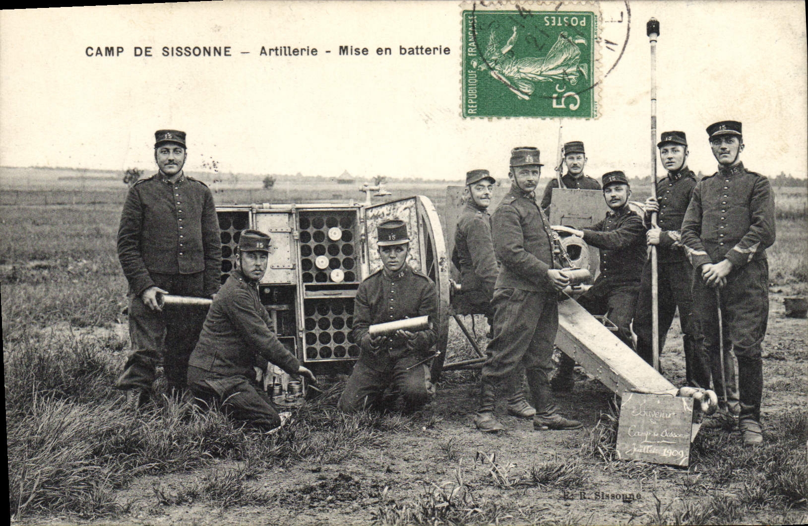 VINTAGE POSTCARD Militaria Camp of Sissonne Artillery Put out of battery