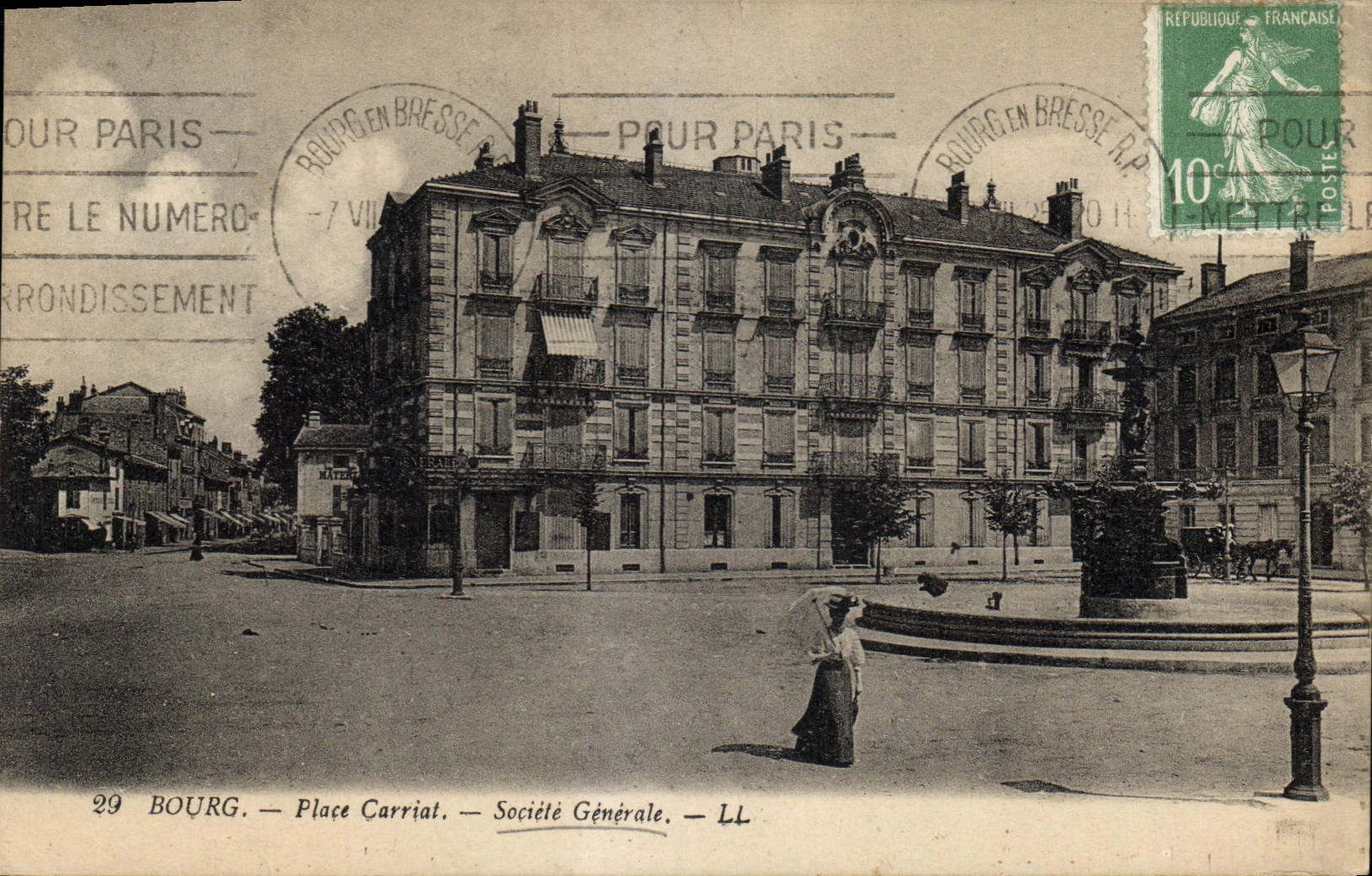 VINTAGE POSTCARD Banque Borough Places Carriat General society