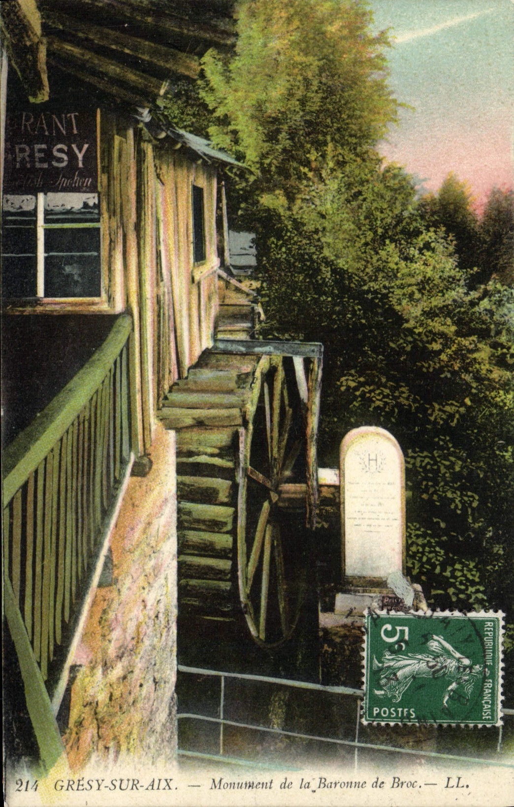 CPA Moulin a eau Gresy sur Aix Monument de la baronne du Broc