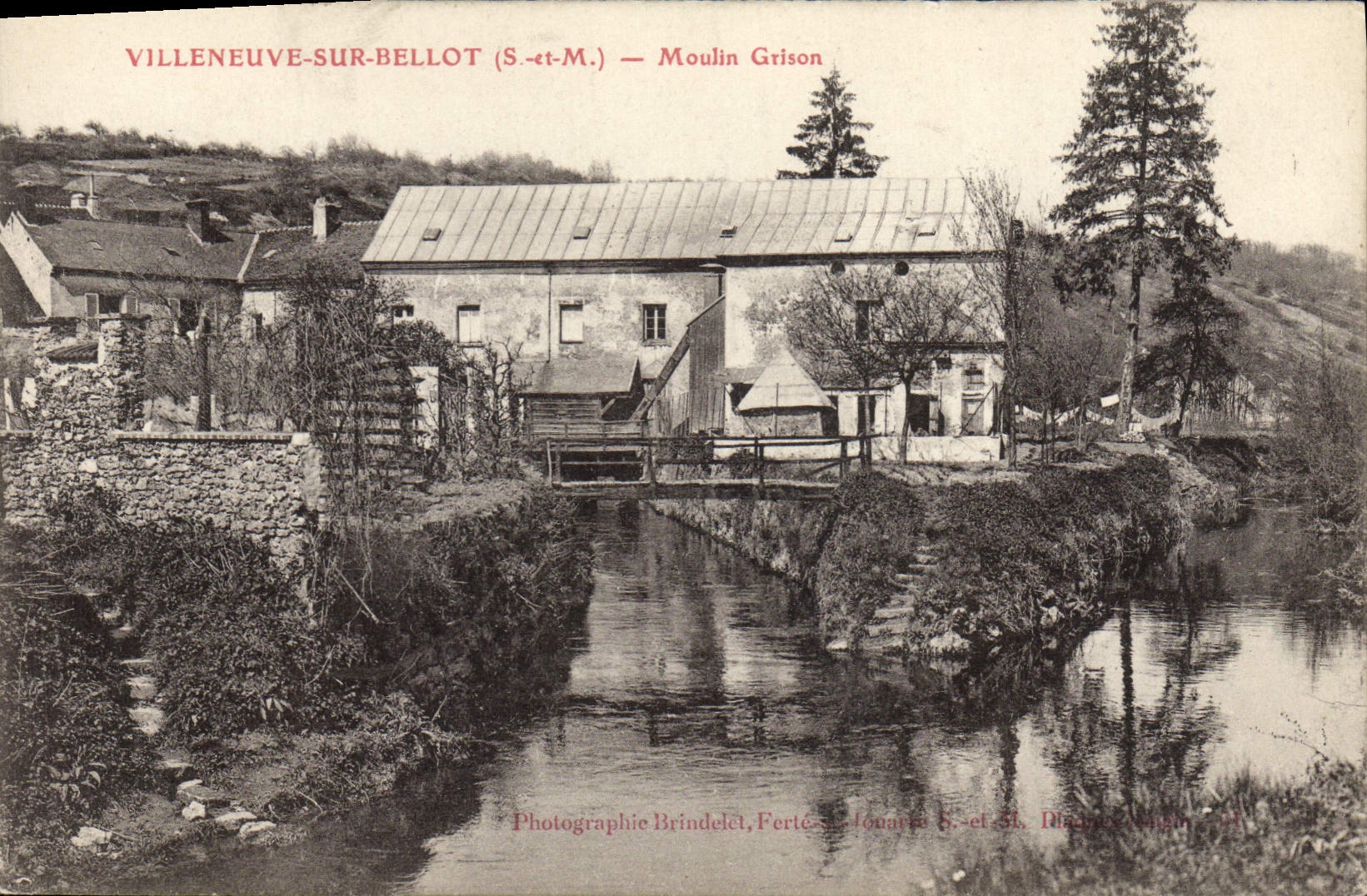 VINTAGE POSTCARD Water mill Villeneuve on Bellot Moulin Grison
