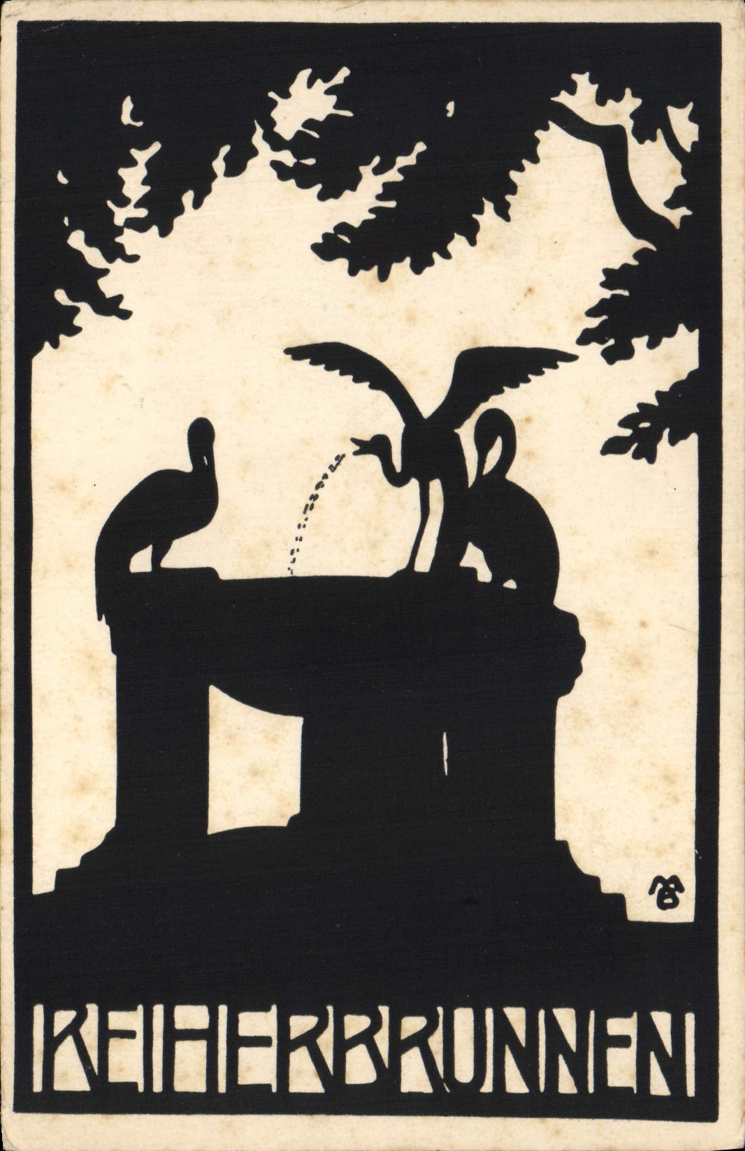 VINTAGE POSTCARD Against the light Marg Brauer Reiherbrunnen
