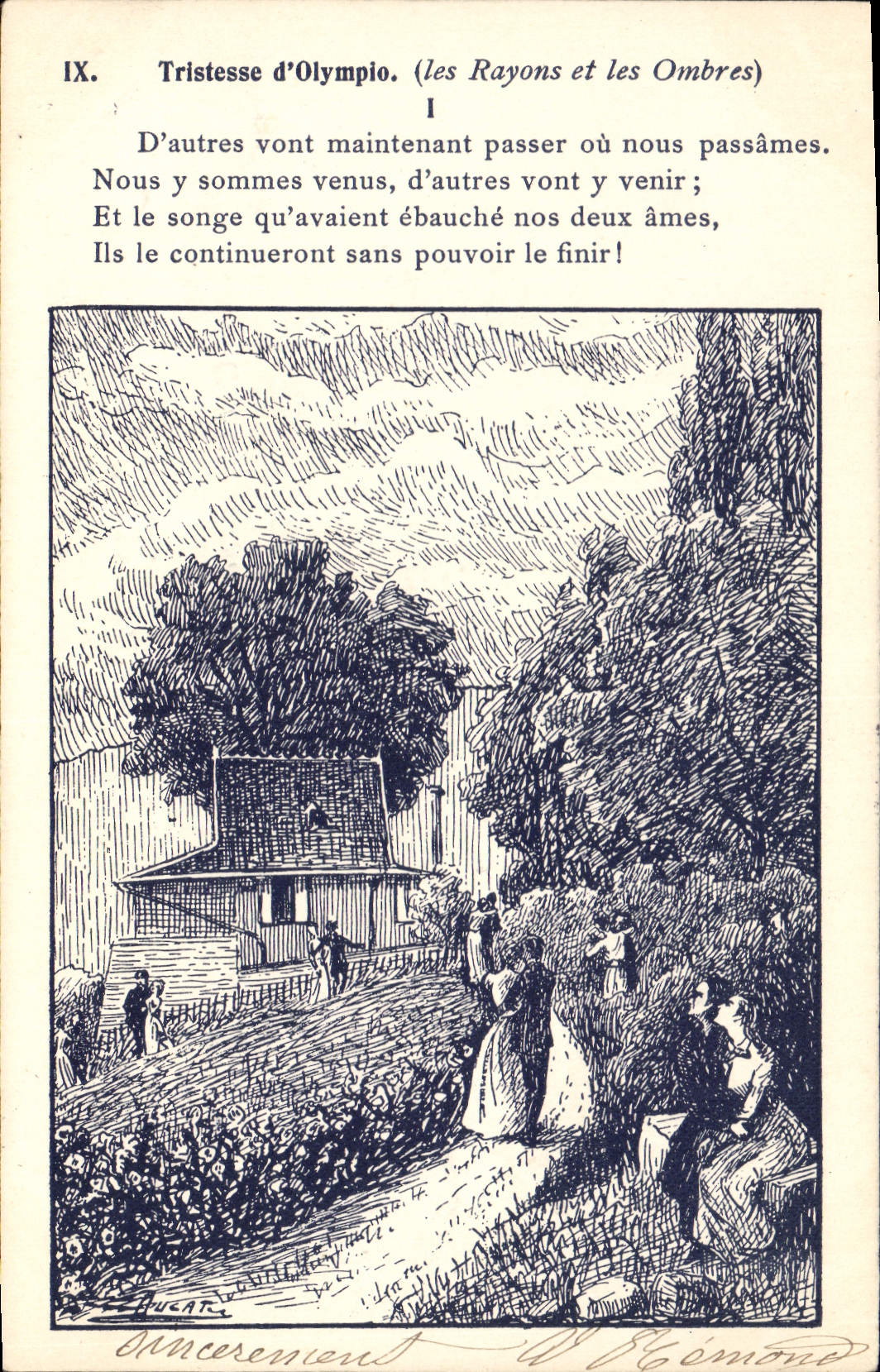 VINTAGE POSTCARD Fantasy Illustrator Sadness of Olympio rays and shades