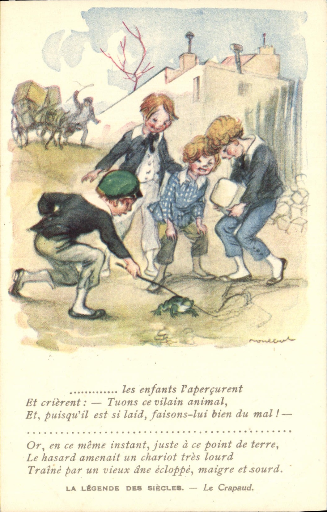 CPA Fantaisie Illustrateur Poulbot Victor Hugo La legende des siecles Le Crapaud Grenouille