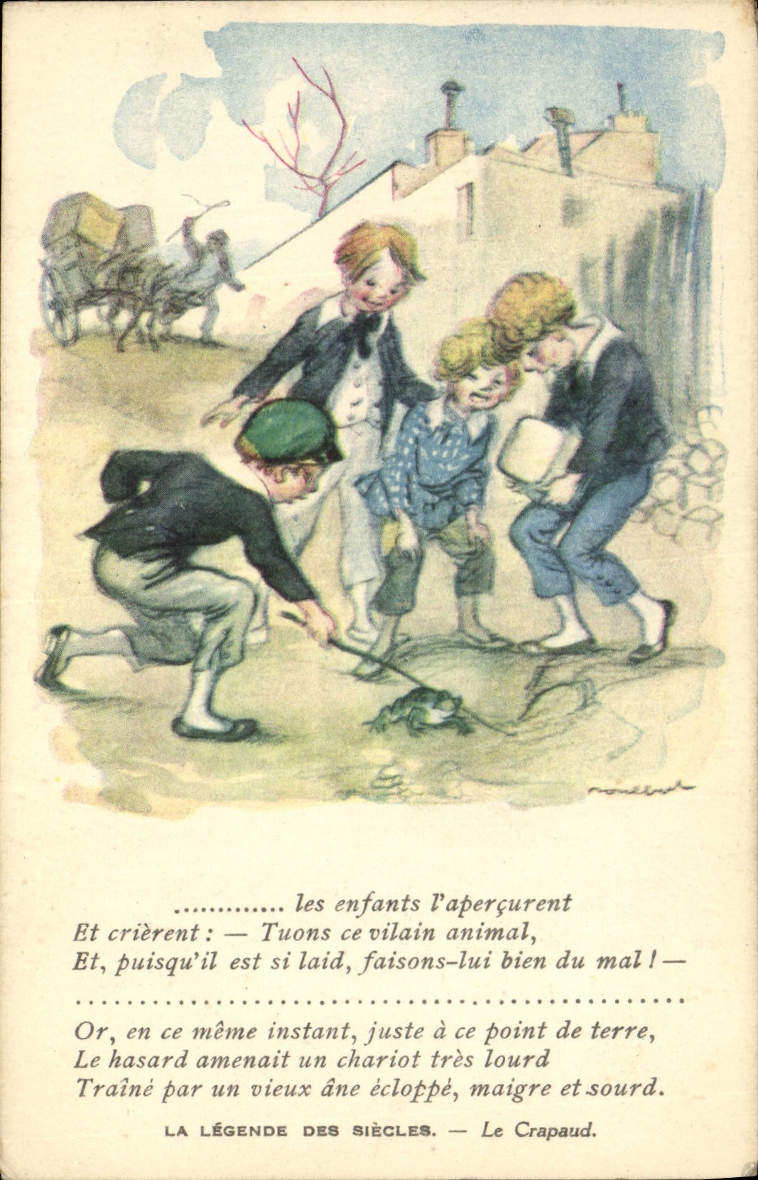 CPA Fantaisie Illustrateur Poulbot Victor Hugo La legende des siecles Le Crapaud Grenouille