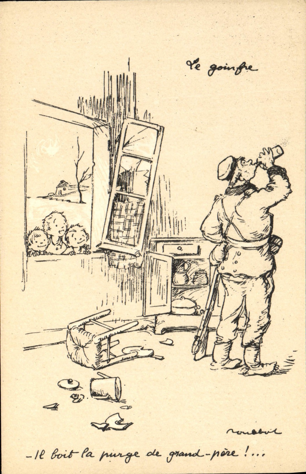 CPA Fantaisie Illustrateur Poulbot Militaria