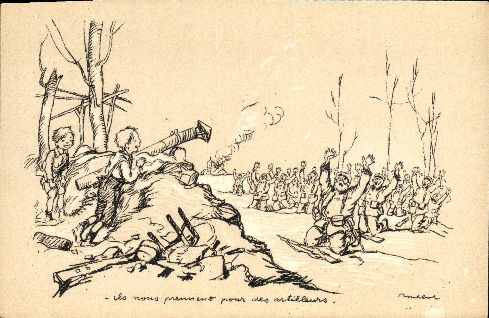 CPA Fantaisie Illustrateur Poulbot Militaria