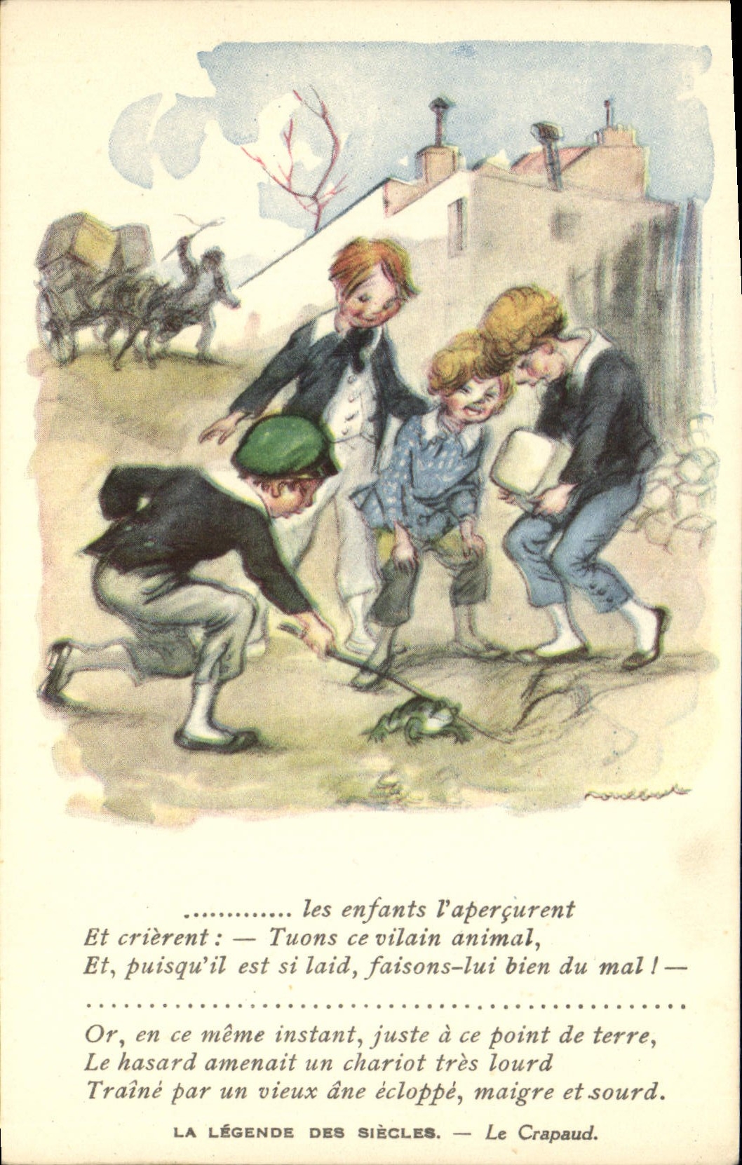 CPA Fantaisie Illustrateur Poulbot Victor Hugo La legende des siecles Le Crapaud Grenouille