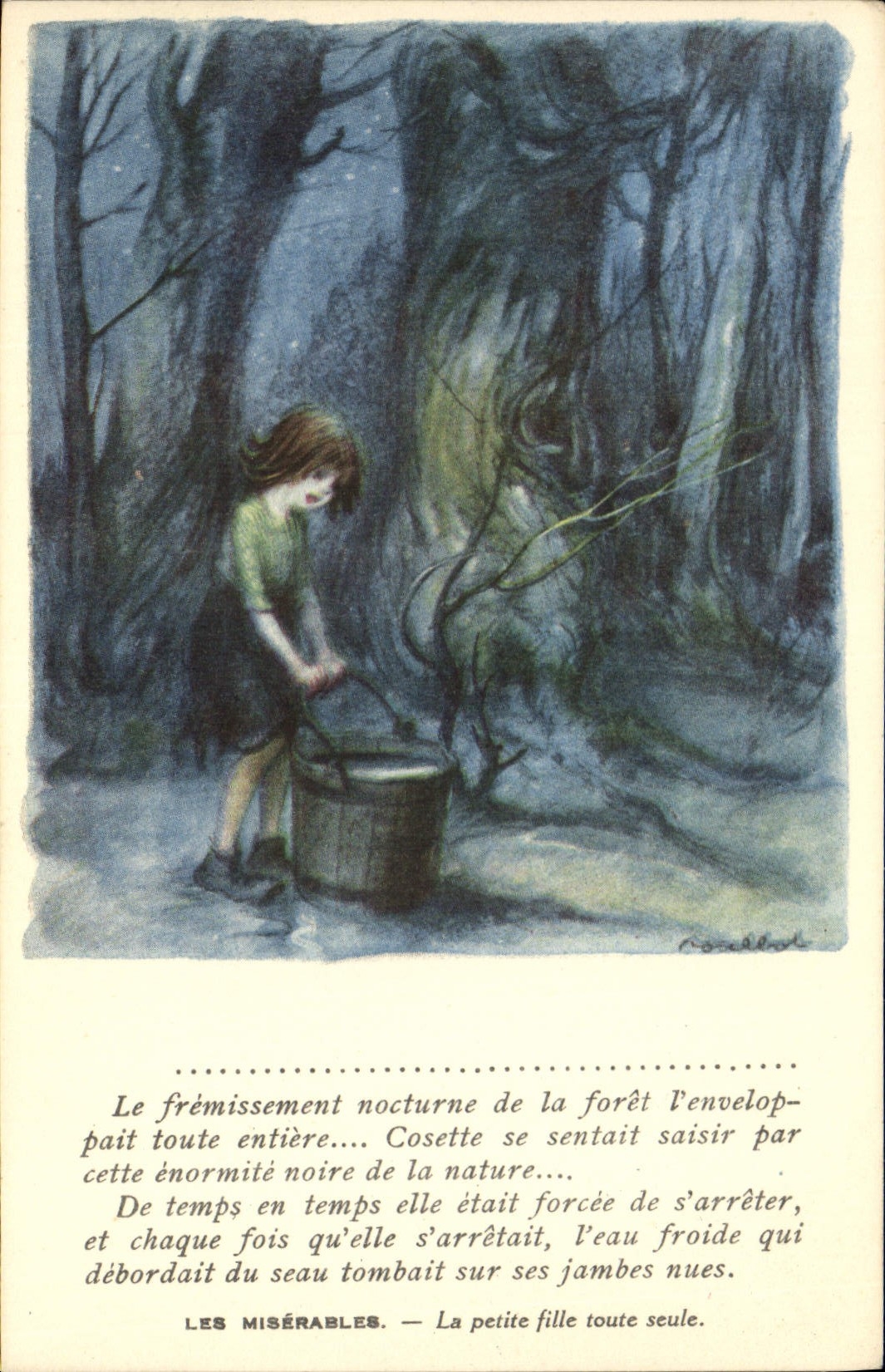 CPA Fantaisie Illustrateur Poulbot Victor Hugo Les Miserables La petite fille toute seule Cosette