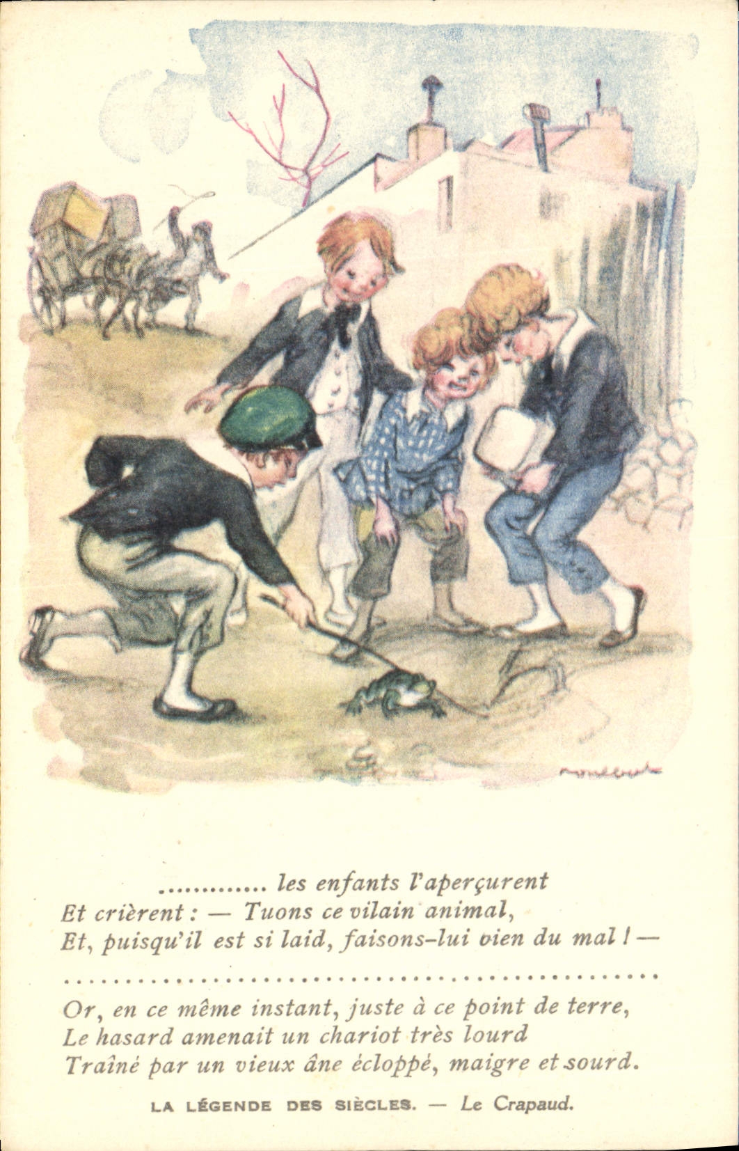 CPA Fantaisie Illustrateur Poulbot Victor Hugo La legende des siecles Le Crapaud Grenouille