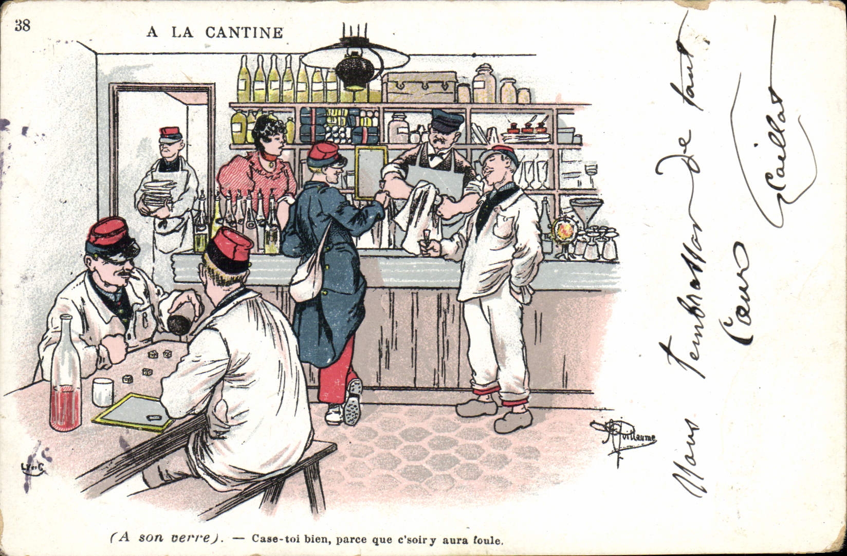 POSTAL Militaria de la VENDIMIA con la cantina